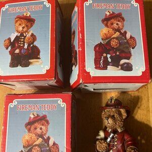 4 Bear Fireman Figurines ` FIREMAN TEDDY
